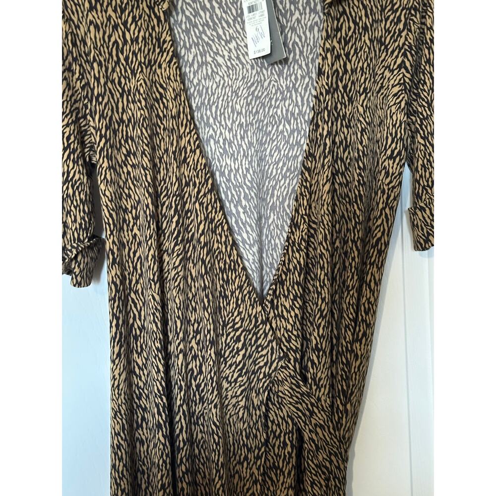 Ann Taylor Leopard Printed Waist Tie Wrap Dress Brown Women's Size 6 NWT $138 - Picture 5 of 11